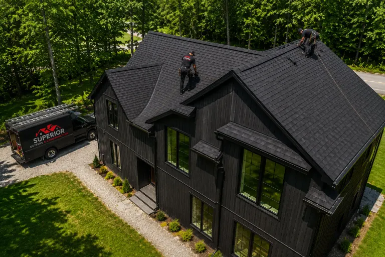Completed gutter run with clean fascia lines