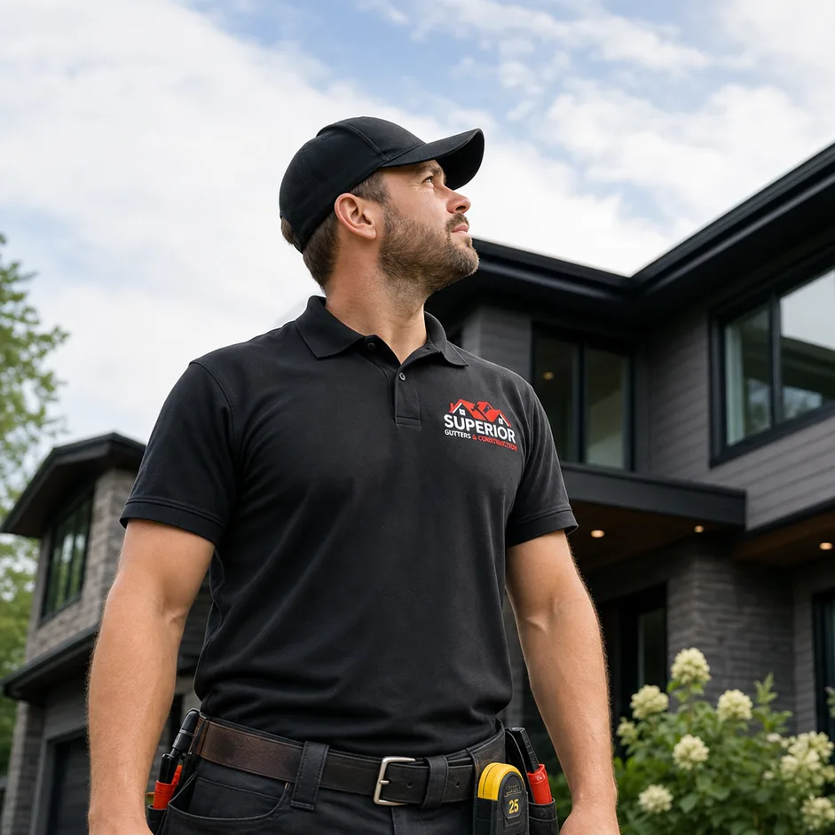 Seamless gutter installation by Superior Gutters & Construction